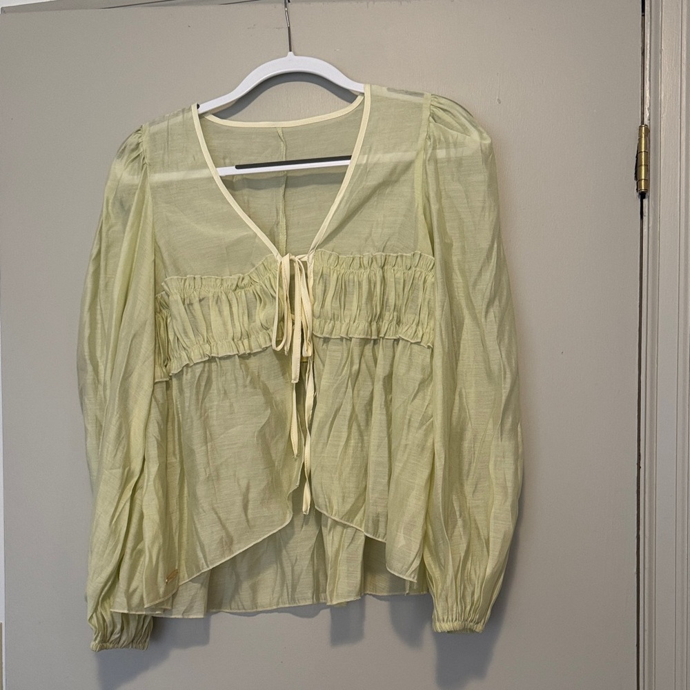 Elegant Sheer Tie Front Top
